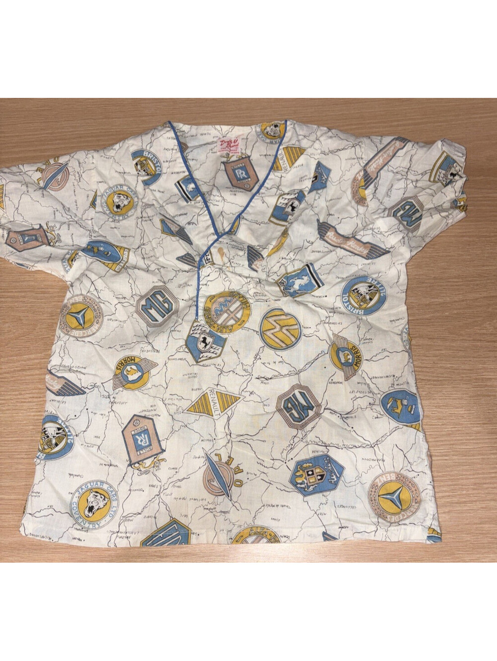 1960’s MG FERRARI CAR MERCEDES ROLLS MAP PROMO Double U Brand Youth Pajamas Top